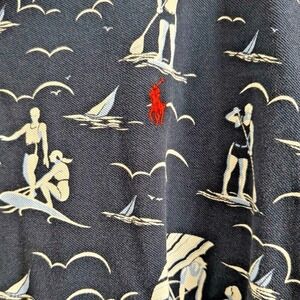Polo Ralph Lauren‎ Men's 3XB Navy Hawaiian Polo Shirt Hawaiian Sail Surfer Aloha